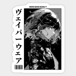 Black and White Japanese Anime and Manga Streetwear Kawaii Waifu Girl Sticker